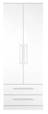 Product photograph of Worcester White 2 Door 2 Drawer Tall Wardrobe from Choice Furniture Superstore