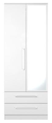 Product photograph of Worcester White 2 Door Tall Combi Wardrobe - 1 Mirror from Choice Furniture Superstore