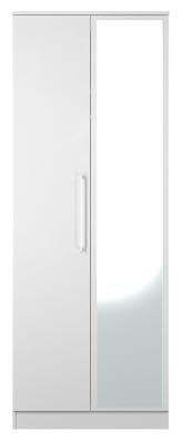 Product photograph of Worcester White 2 Door Tall Wardrobe - 1 Mirror from Choice Furniture Superstore