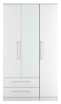 Product photograph of Worcester White 3 Door Tall Combi Wardrobe - 1 Mirror And Lhf 2 Drawers from Choice Furniture Superstore