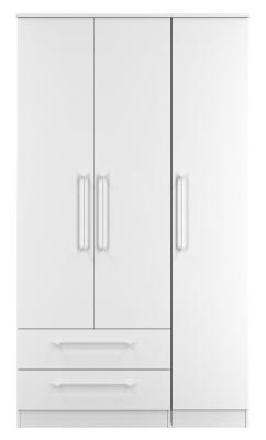 Product photograph of Worcester White 3 Door Tall Triple Wardrobe - Lhf 2 Drawers from Choice Furniture Superstore