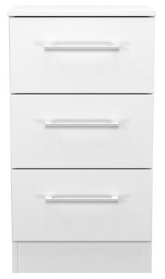 Product photograph of Worcester Matt White 3 Drawer Beside Cabinet from Choice Furniture Superstore