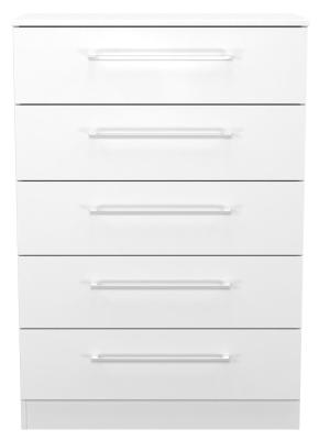 Product photograph of Worcester White 5 Drawer Chest from Choice Furniture Superstore