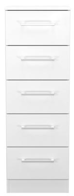 Product photograph of Worcester White 5 Drawer Narrow Chest from Choice Furniture Superstore