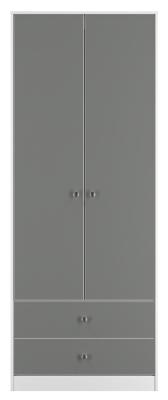 Product photograph of Padstow Grey And White 2 Door 2 Drawer Tall Wardrobe from Choice Furniture Superstore