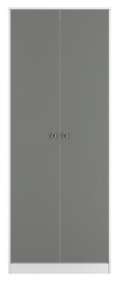 Product photograph of Padstow Grey And White 2 Door Plain Tall Wardrobe from Choice Furniture Superstore