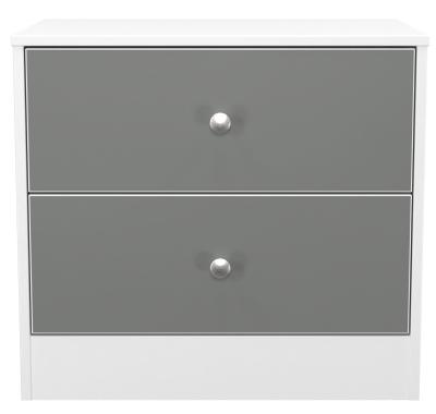 Product photograph of Padstow Grey And White Matt 2 Drawer Bedside Cabinet from Choice Furniture Superstore