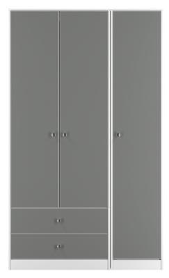 Product photograph of Padstow Grey And White 3 Door Tall Triple Wardrobe - Lhf 2 Drawers from Choice Furniture Superstore