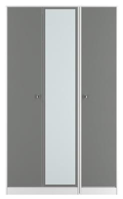 Product photograph of Padstow Grey And White 3 Door Tall Triple Wardrobe - 1 Mirror from Choice Furniture Superstore