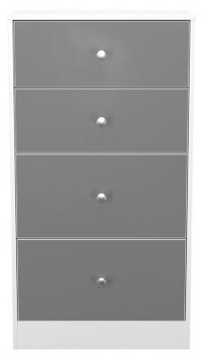 Product photograph of Padstow Grey And White Matt 4 Drawer Deep Midi Chest from Choice Furniture Superstore