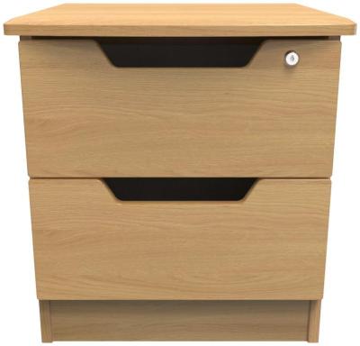 Bella Oak Effect 2 Drawer Bedside Cabinet With Lock