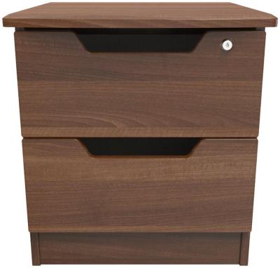 Bella Walnut Effect 2 Drawer Bedside Cabinet With Lock