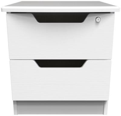 Bella White 2 Drawer Bedside Cabinet With Lock