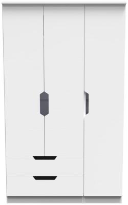 Bella White Ash 3 Door Triple Wardrobe W 124cm X D 595cm