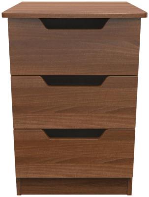 Bella Walnut 3 Drawer Bedside Cabinet