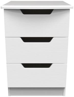 Bella White Ash 3 Drawer Bedside Cabinet