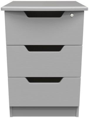 Bella Grey Ash 3 Drawer Narrow Bedside Cabinet With Lock