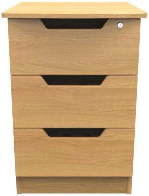 Bella Oak Effect 3 Drawer Narrow Bedside Cabinet With Lock