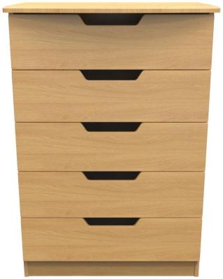 Bella Modern Oak 5 Drawer Narrow Chest