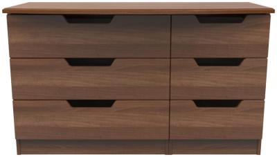 Product photograph of Bella Walnut Effect 6 Drawer Midi Dresser from Choice Furniture Superstore