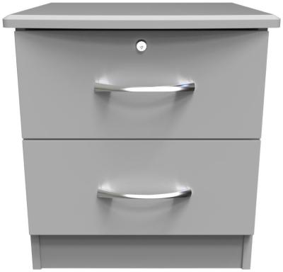 Eve Grey 2 Drawer Bedside Cabinet With Lock