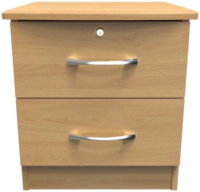 Eve Oak Effect 2 Drawer Bedside Cabinet With Lock