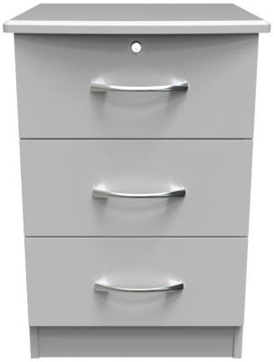 Eve Grey 3 Drawer Narrow Bedside Cabinet With Lock