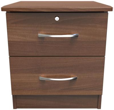 Eve Walnut Effect 2 Drawer Bedside Cabinet With Lock