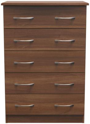 Eve Walnut 5 Drawer Narrow Chest