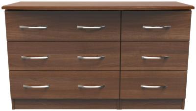 Product photograph of Eve Walnut Effect 6 Drawer Midi Dresser from Choice Furniture Superstore