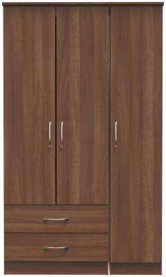 Eve Walnut 3 Door Triple Wardrobe W 124cm X D 595cm