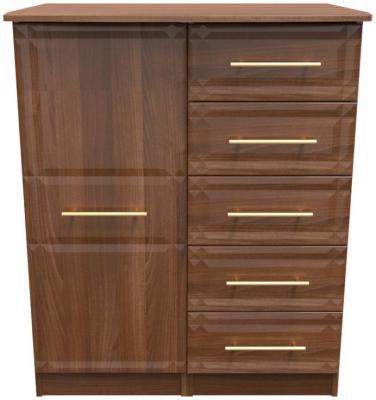 Faye Walnut 1 Door Midi Wardrobe W 77cm X D 595cm