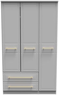 Faye Grey Matt 3 Door 2 Drawer Wardrobe