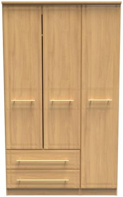 Faye Modern Oak 3 Door 2 Drawer Wardrobe