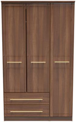 Faye Noche Walnut 3 Door 2 Drawer Wardrobe