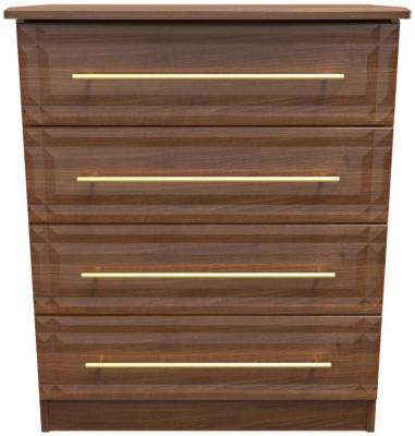 Faye Noche Walnut 4 Drawer Wide Chest