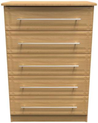 Faye Modern Oak 5 Drawer Wide Chest