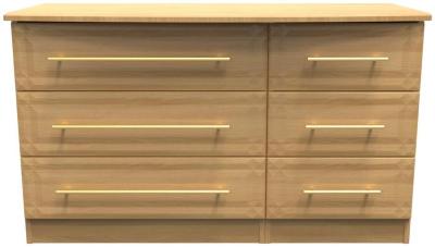 Product photograph of Faye Oak Effect 6 Drawer Midi Dresser from Choice Furniture Superstore