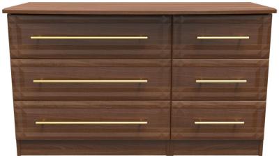 Product photograph of Faye Walnut Effect 6 Drawer Midi Dresser from Choice Furniture Superstore