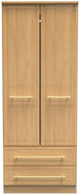 Faye Modern Oak Tall 2 Door 2 Drawer Wardrobe