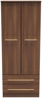 Faye Noche Walnut 2 Door 2 Drawer Tall Wardrobe