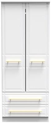 Faye White Ash 2 Door 2 Drawer Tall Wardrobe