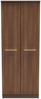 Faye Noche Walnut 2 Door Tall Plain Wardrobe