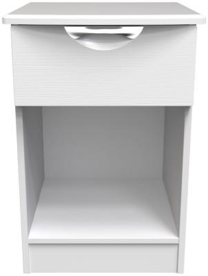 Flora White Ash 1 Drawer Bedside Cabinet