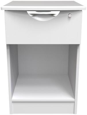 Flora White 1 Drawer Bedside Table With Lock