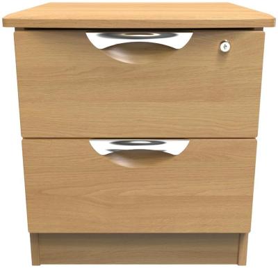 Flora Oak Effect 2 Drawer Bedside Cabinet With Lock