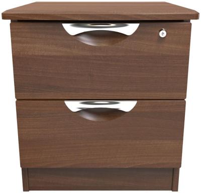 Flora Walnut Effect 2 Drawer Bedside Cabinet With Lock