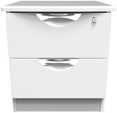 Flora White 2 Drawer Bedside Cabinet With Lock