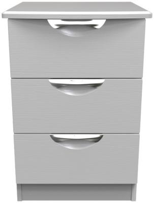 Flora Grey Ash 3 Drawer Bedside Cabinet