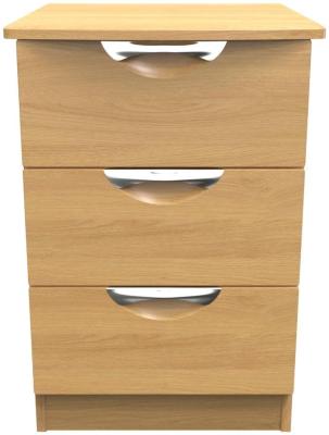 Flora Modern Oak 3 Drawer Bedside Cabinet